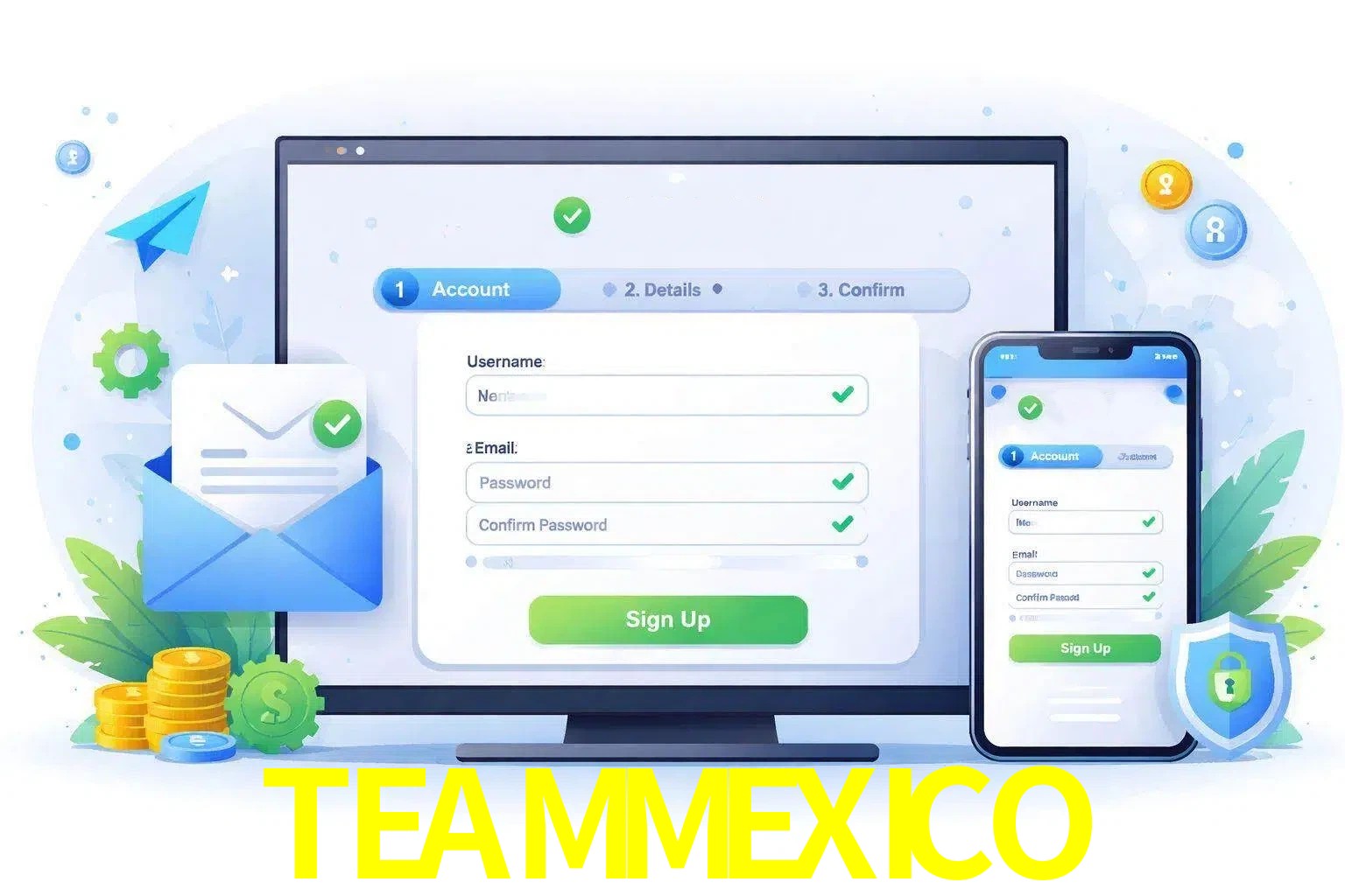 Registro de nuevo usuario y configuración de cuenta TEAMMEXICO
