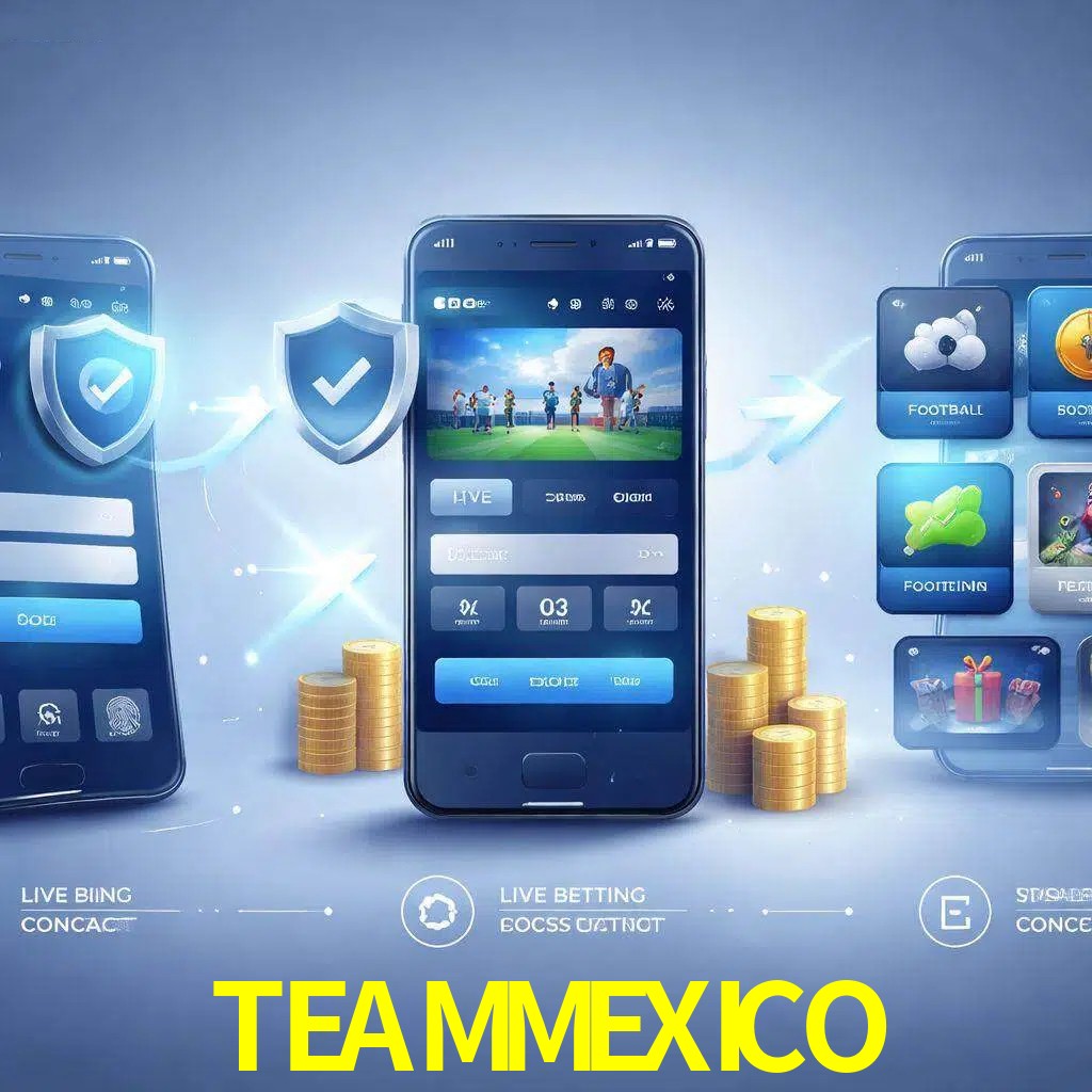 Pasos de acceso a la app TEAMMEXICO en pantalla de teléfono móvil